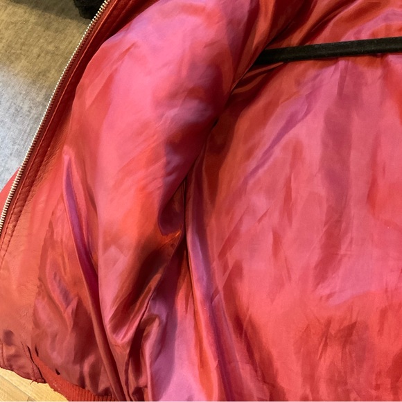 Red Faux Leather Jacket Size S Ci Sono - Picture 3 of 4